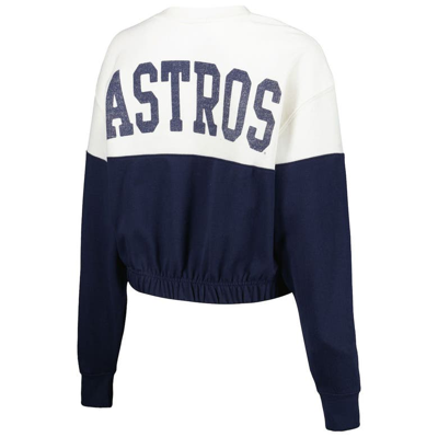 Shop 47 ' White/navy Houston Astros Take Two Bonita Pullover Sweatshirt