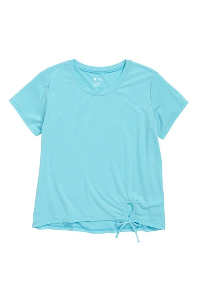 Shop Zella Girl Kids' Tied Up T-shirt In Teal Rain