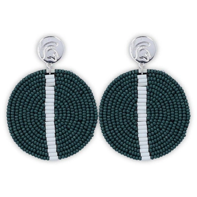 Shop Emerson Street Michigan State Spartans Greta Beaded Disc Earrings In Silver