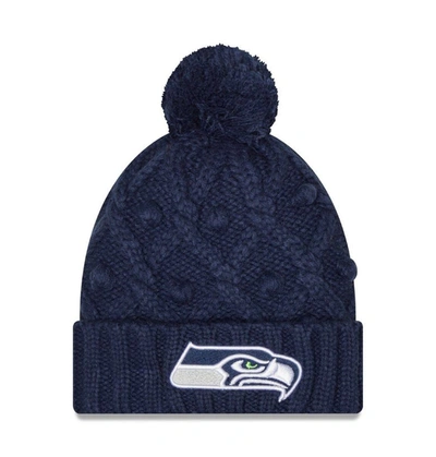 Shop New Era College Navy Seattle Seahawks Toasty Cuffed Knit Hat With Pom