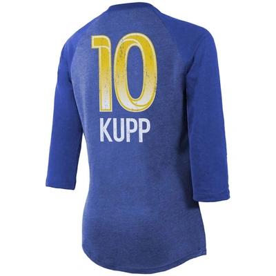 Shop Majestic Threads Cooper Kupp Royal Los Angeles Rams Super Bowl Lvi Name & Number Raglan 3/4 Sleeve T