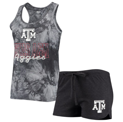 Concepts Sport Women's  Charcoal Texas A&m Aggies Billboard Tie-dye Tank Top And Shorts Set In Charcoal