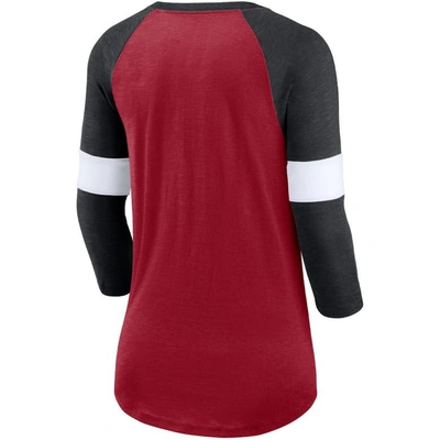 Shop Nike Arizona Cardinals Cardinal/heather Black Football Pride Raglan 3/4-sleeve T-shirt