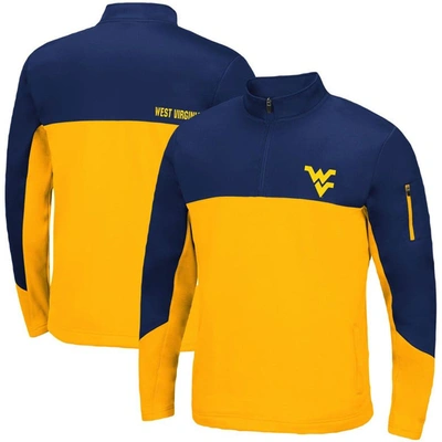 Shop Colosseum Navy/gold West Virginia Mountaineers Triple Dog Dare Quarter-zip Jacket