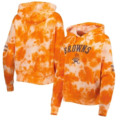 Shop New Era Orange Cleveland Browns Cloud Dye Fleece Pullover Hoodie