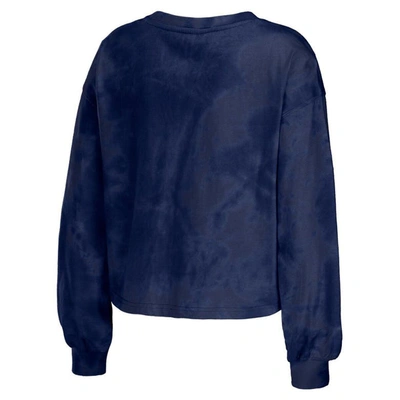 Shop Wear By Erin Andrews Navy Houston Astros Tie-dye Cropped Pullover Sweatshirt & Shorts Lounge Set