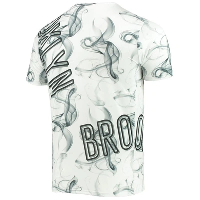 Shop Fisll White/black Brooklyn Nets Asymmetric Bold Smoke T-shirt