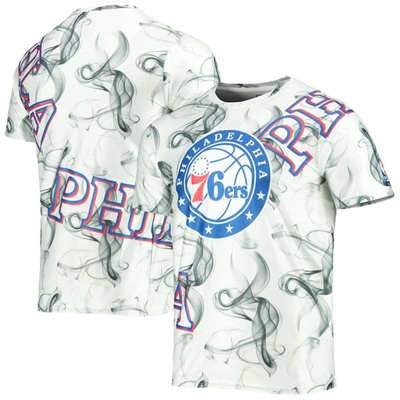 Shop Fisll White/black Philadelphia 76ers Asymmetric Bold Smoke T-shirt