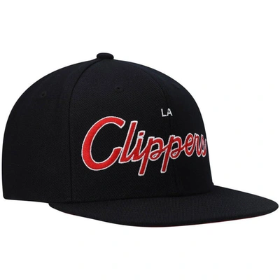 Shop Mitchell & Ness Black La Clippers Hardwood Classics Script 2.0 Snapback Hat