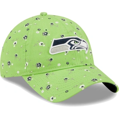 Shop New Era Neon Green Seattle Seahawks  Floral 9twenty Adjustable Hat