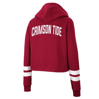 Shop Colosseum Crimson Alabama Crimson Tide Throwback Stripe Cropped Pullover Hoodie