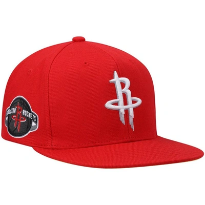 Shop Mitchell & Ness Red Houston Rockets Core Side Snapback Hat