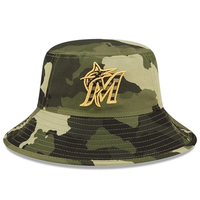Shop New Era Camo Miami Marlins 2022 Armed Forces Day Bucket Hat