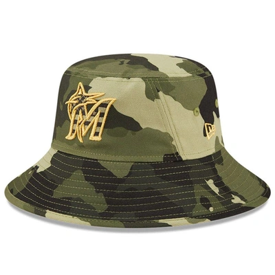 Shop New Era Camo Miami Marlins 2022 Armed Forces Day Bucket Hat