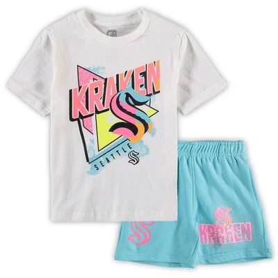 Shop Outerstuff Preschool White/light Blue Seattle Kraken Wave Breaker T-shirt & Shorts Set