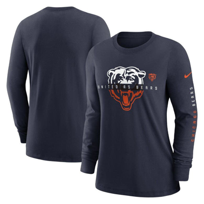 Shop Nike Navy Chicago Bears Prime Split Long Sleeve T-shirt