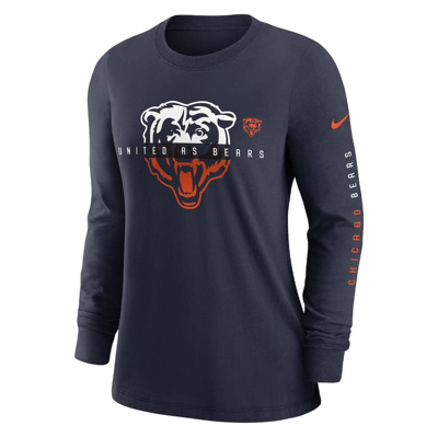 Shop Nike Navy Chicago Bears Prime Split Long Sleeve T-shirt