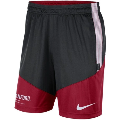 Shop Nike Black/cardinal Stanford Cardinal Team Performance Knit Shorts