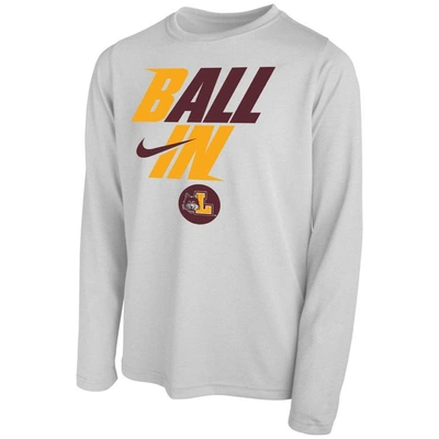 Shop Nike Youth  White Loyola Chicago Ramblers Ball In Bench Long Sleeve T-shirt
