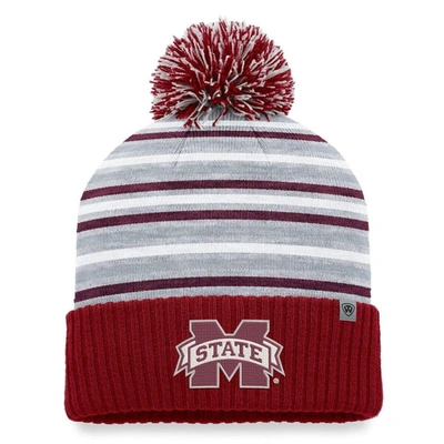 Shop Top Of The World Maroon Mississippi State Bulldogs Dash Cuffed Knit Hat With Pom