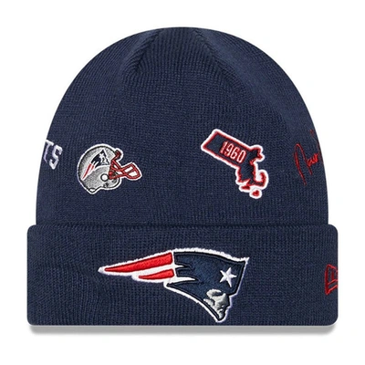 Shop New Era Youth   Navy New England Patriots Identity Cuffed Knit Hat
