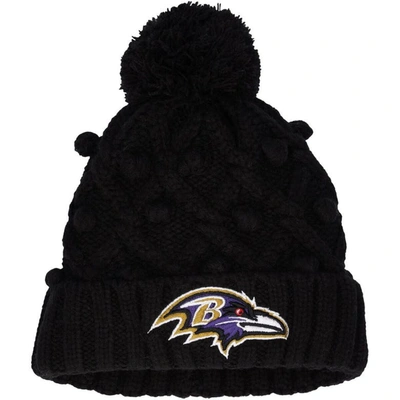 Shop New Era Girls Youth  Black Baltimore Ravens Toasty Cuffed Knit Hat With Pom