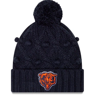 Shop New Era Girls Youth  Navy Chicago Bears Toasty Cuffed Knit Hat With Pom