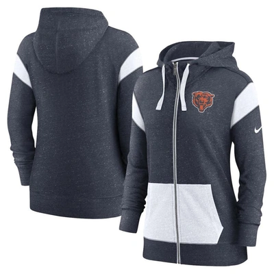Shop Nike Navy/white Chicago Bears Monaco Lightweight Full-zip Hoodie