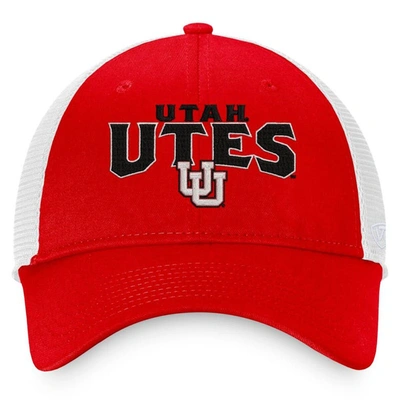 Shop Top Of The World Red/white Utah Utes Breakout Trucker Snapback Hat