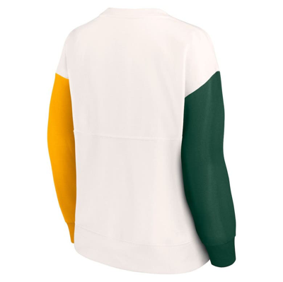 Women's Fanatics Branded White Green Bay Packers Colorblock Primary Logo Pullover  Sweatshirt