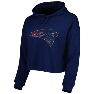 Shop Cuce Navy New England Patriots Crystal Logo Cropped Pullover Hoodie