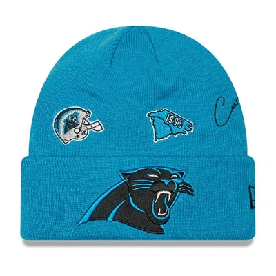 Shop New Era Youth   Blue Carolina Panthers Identity Cuffed Knit Hat