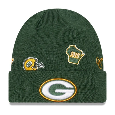 Shop New Era Youth   Green Green Bay Packers Identity Cuffed Knit Hat