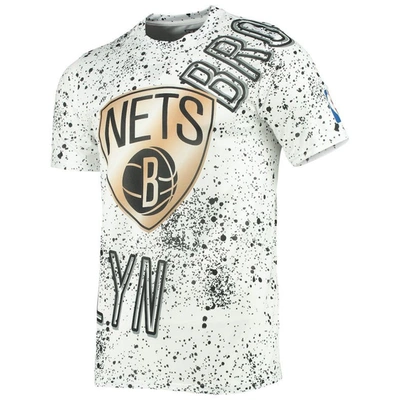 Shop Fisll White Brooklyn Nets Gold Foil Splatter Print T-shirt