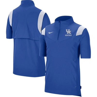Shop Nike Royal Kentucky Wildcats Coach Short Sleeve Quarter-zip Jacket