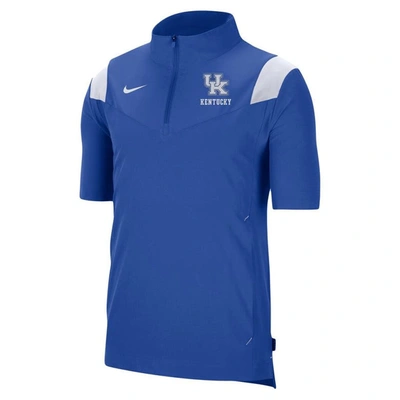 Shop Nike Royal Kentucky Wildcats Coach Short Sleeve Quarter-zip Jacket