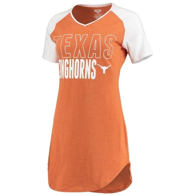 Shop Concepts Sport Texas Orange/white Texas Longhorns Raglan V-neck Nightshirt In Burnt Orange