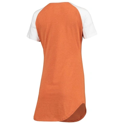Shop Concepts Sport Texas Orange/white Texas Longhorns Raglan V-neck Nightshirt In Burnt Orange