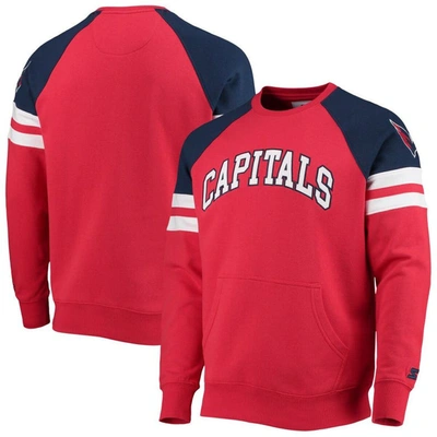 Shop Starter Red/navy Washington Capitals Game Time Raglan Pullover Sweatshirt