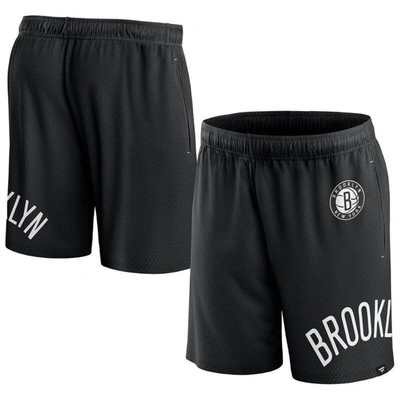 Shop Fanatics Branded Black Brooklyn Nets Free Throw Mesh Shorts