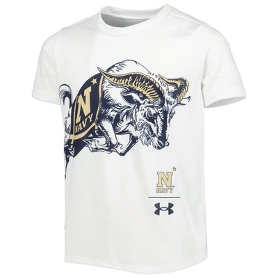 Shop Under Armour Youth  White Navy Midshipmen Oversized Logo Tech T-shirt