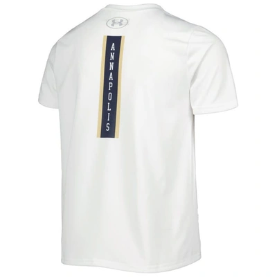 Shop Under Armour Youth  White Navy Midshipmen Oversized Logo Tech T-shirt