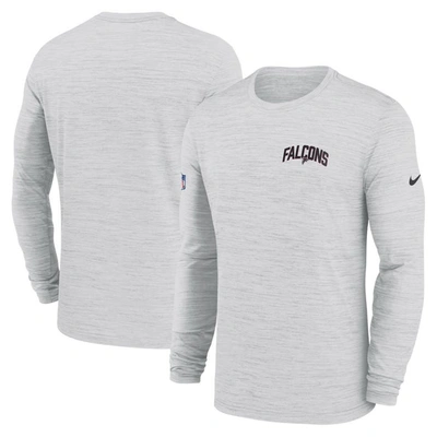 Shop Nike White Atlanta Falcons Sideline Velocity Athletic Stack Performance Long Sleeve T-shirt