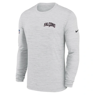 Shop Nike White Atlanta Falcons Sideline Velocity Athletic Stack Performance Long Sleeve T-shirt