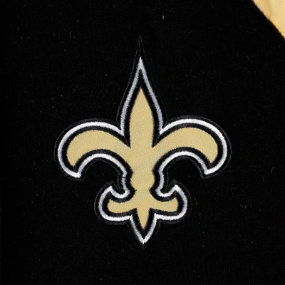 Shop G-iii Sports By Carl Banks Black New Orleans Saints Defender Raglan Full-zip Hoodie Varsity Jacket