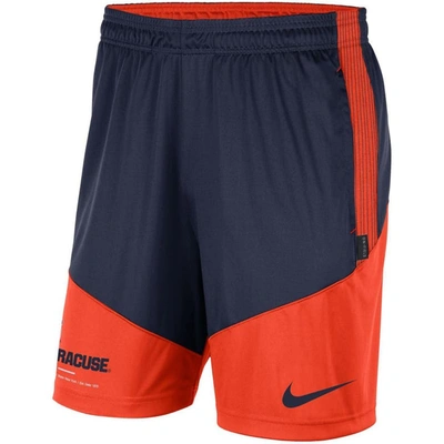 Shop Nike Navy/orange Syracuse Orange Team Performance Knit Shorts
