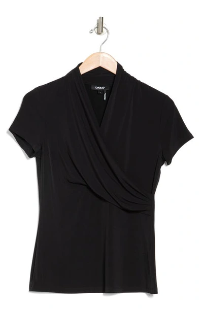 Shop Dkny Cowl Neck Side Ruched Top In Black