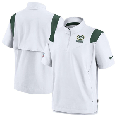 Shop Nike White Green Bay Packers Sideline Coaches Chevron Lockup Pullover Top
