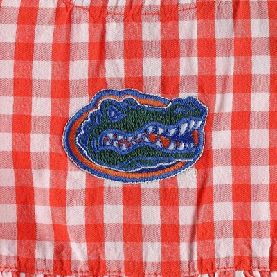 Shop Garb Girls Infant  Orange Florida Gators Cara Woven Gingham Ruffled Bodysuit