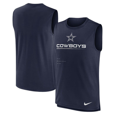 Shop Nike Navy Dallas Cowboys Muscle Trainer Tank Top
